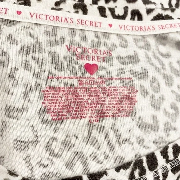 Victorias’s Secret | Leopard Print Tunic Loungewear White Black Size Large - Picture 4 of 5